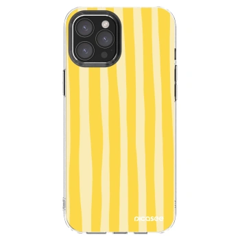Picasee silikónový prehľadný obal pre Apple iPhone 12 Pro Max - Lines lemon