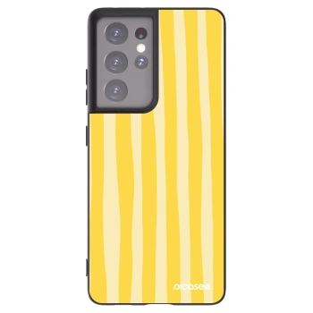 Picasee silikónový čierny obal pre Samsung Galaxy S21 Ultra 5G G998B - Lines lemon