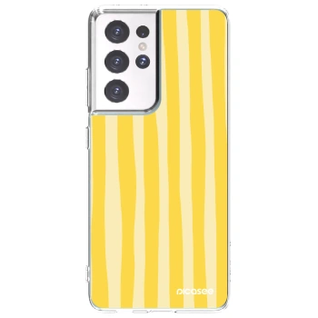 Picasee silikónový prehľadný obal pre Samsung Galaxy S21 Ultra 5G G998B - Lines lemon