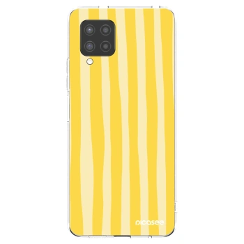 Picasee silikónový prehľadný obal pre Samsung Galaxy A42 A426B - Lines lemon