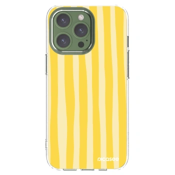 Picasee silikónový prehľadný obal pre Apple iPhone 13 Pro - Lines lemon