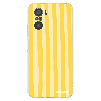 Picasee silikónový prehľadný obal pre Xiaomi Poco F3 - Lines lemon