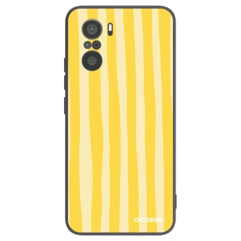 Picasee silikónový čierny obal pre Xiaomi Poco F3 - Lines lemon