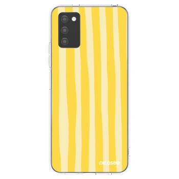 Picasee silikónový prehľadný obal pre Samsung Galaxy A02s A025G - Lines lemon