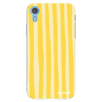 Picasee silikónový prehľadný obal pre Apple iPhone XR - Lines lemon