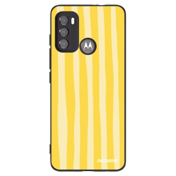 Picasee silikónový čierny obal pre Motorola Moto G60 - Lines lemon