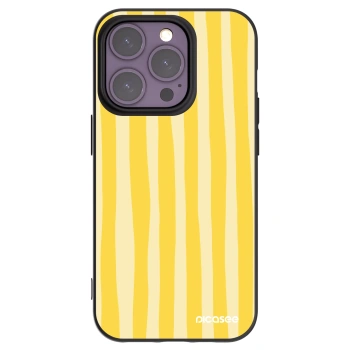 Picasee silikónový čierny obal pre Apple iPhone 14 Pro - Lines lemon