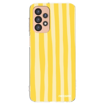 Picasee silikónový prehľadný obal pre Samsung Galaxy A23 A236B 5G - Lines lemon