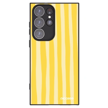 Picasee silikónový čierny obal pre Samsung Galaxy S23 Ultra 5G - Lines lemon