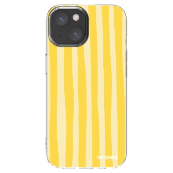 Picasee silikónový prehľadný obal pre Apple iPhone 15 - Lines lemon