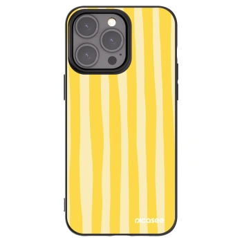 Picasee silikónový čierny obal pre Apple iPhone 15 Pro Max - Lines lemon