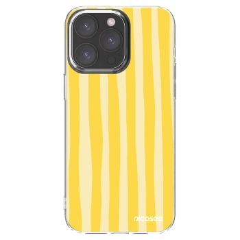 Picasee silikónový prehľadný obal pre Apple iPhone 15 Pro Max - Lines lemon