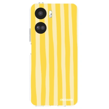 Picasee silikónový prehľadný obal pre Honor 90 Lite 5G - Lines lemon