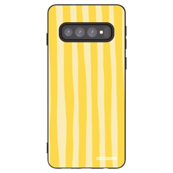Picasee silikónový čierny obal pre Samsung Galaxy S10 G973 - Lines lemon