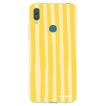 Picasee silikónový prehľadný obal pre Huawei Y7 2019 - Lines lemon