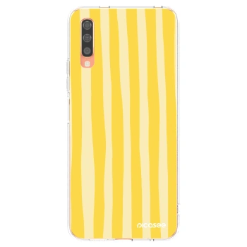 Picasee silikónový prehľadný obal pre Samsung Galaxy A70 A705F - Lines lemon