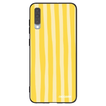 Picasee silikónový čierny obal pre Samsung Galaxy A70 A705F - Lines lemon