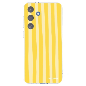 Picasee silikónový prehľadný obal pre Samsung Galaxy S25 FE 5G - Lines lemon
