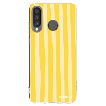 Picasee silikónový prehľadný obal pre Huawei P30 Lite - Lines lemon