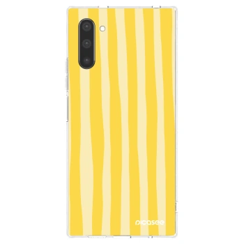 Picasee silikónový prehľadný obal pre Samsung Galaxy Note 10 N970F - Lines lemon
