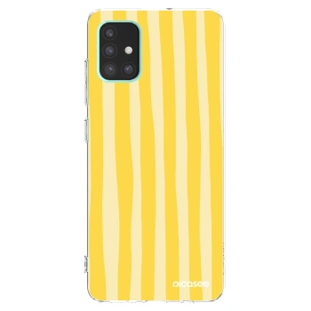 Picasee silikónový prehľadný obal pre Samsung Galaxy A51 A515F - Lines lemon
