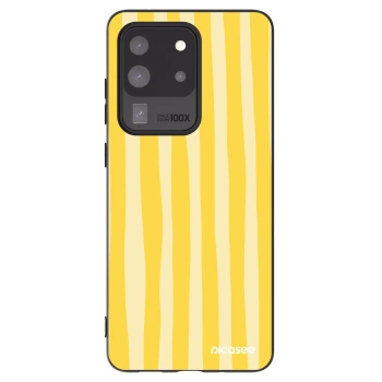 Picasee silikónový čierny obal pre Samsung Galaxy S20 Ultra 5G G988F - Lines lemon