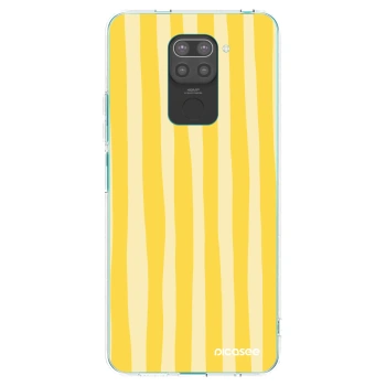 Picasee silikónový čierny obal pre Xiaomi Redmi Note 9 - Lines lemon