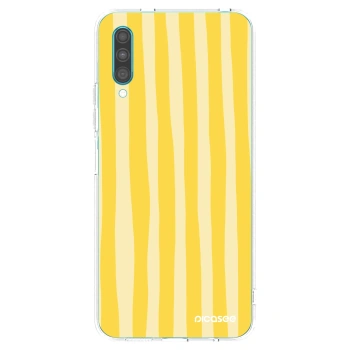 Picasee silikónový prehľadný obal pre Samsung Galaxy A30s A307F - Lines lemon