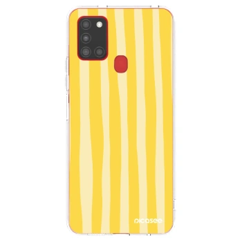 Picasee silikónový prehľadný obal pre Samsung Galaxy A21s - Lines lemon