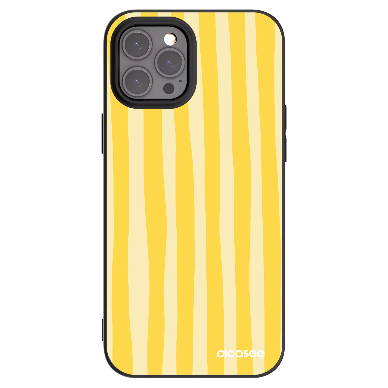 Picasee silikónový čierny obal pre Apple iPhone 12 Pro Max - Lines lemon