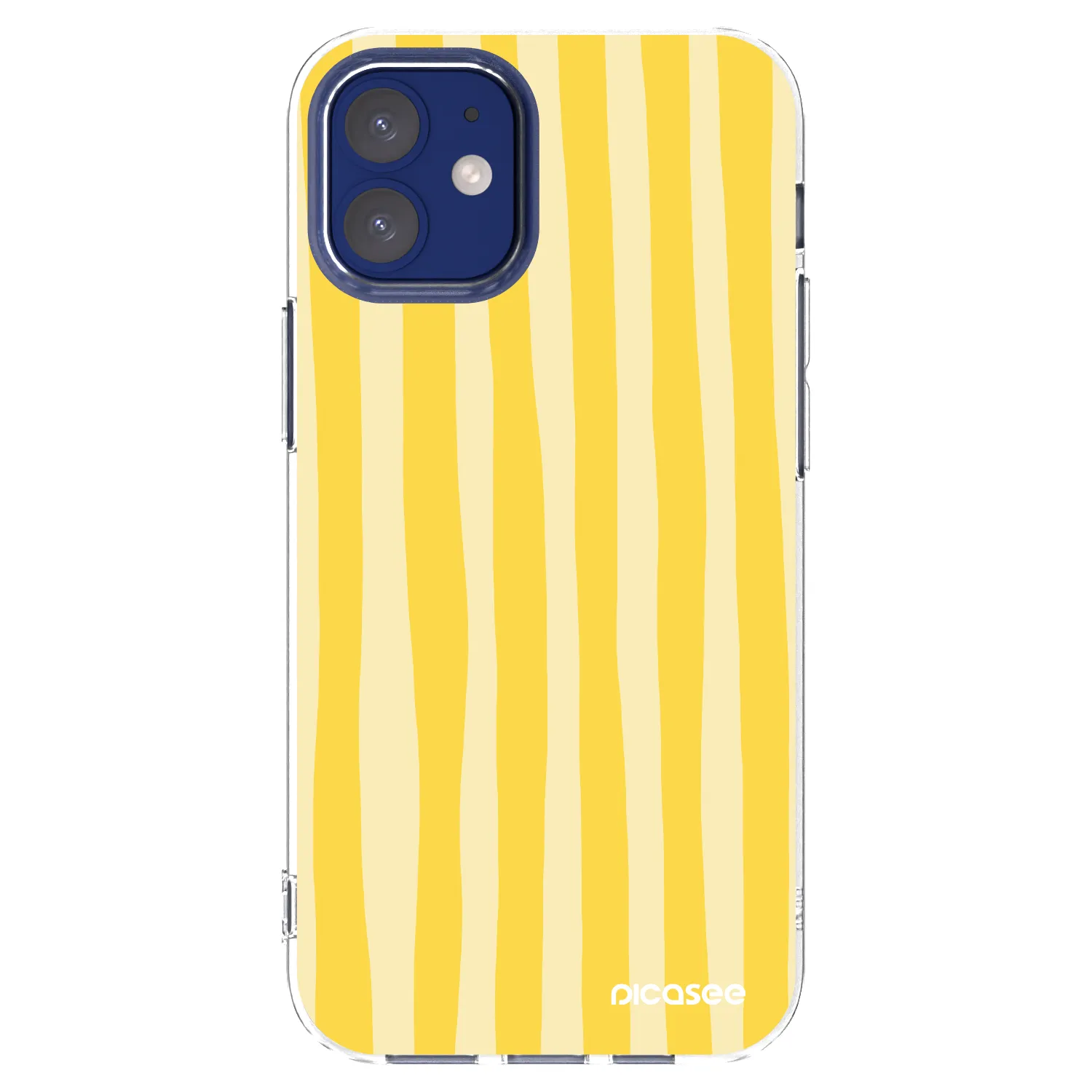 Picasee silikónový prehľadný obal pre Apple iPhone 12 mini - Lines lemon