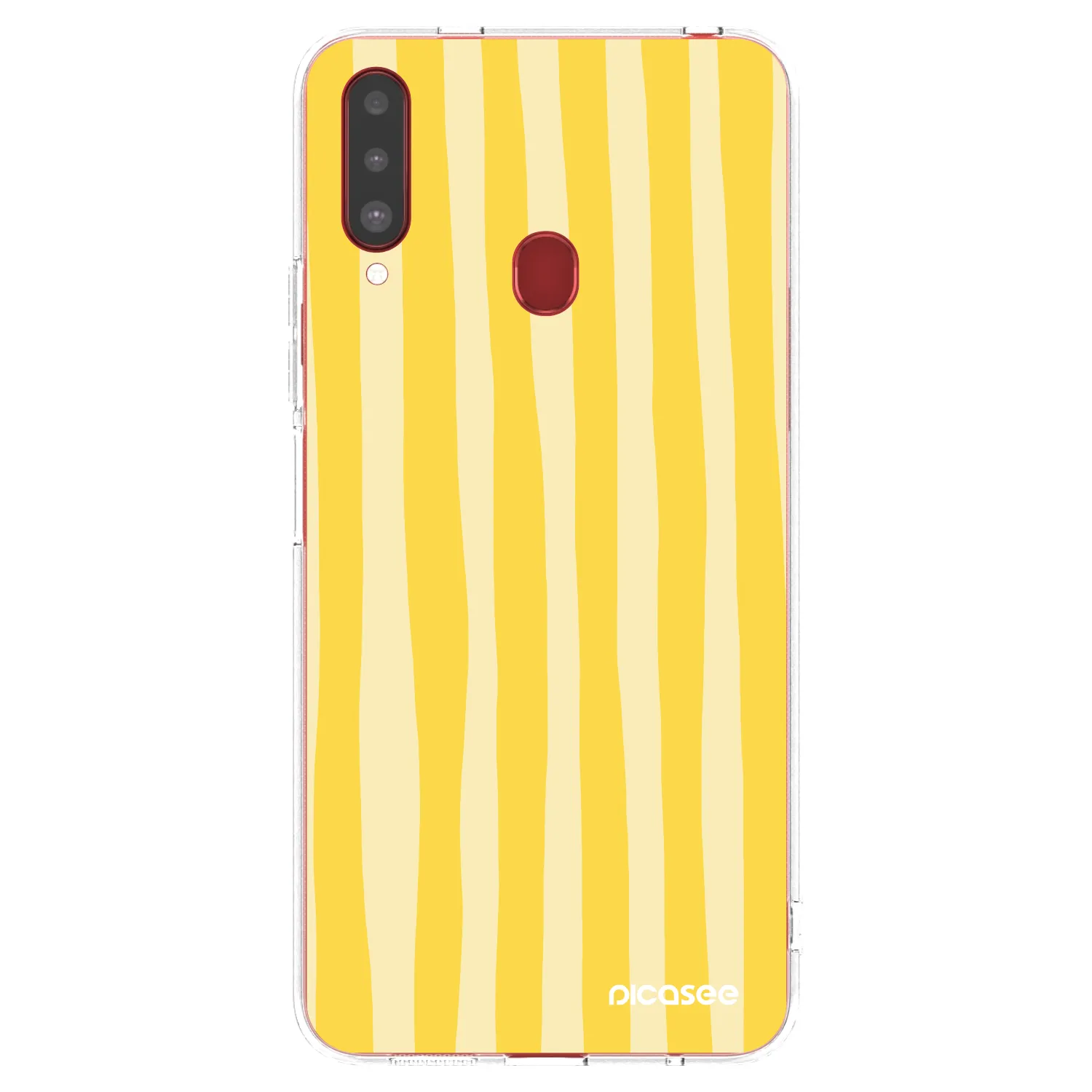 Picasee silikónový prehľadný obal pre Samsung Galaxy A20s - Lines lemon