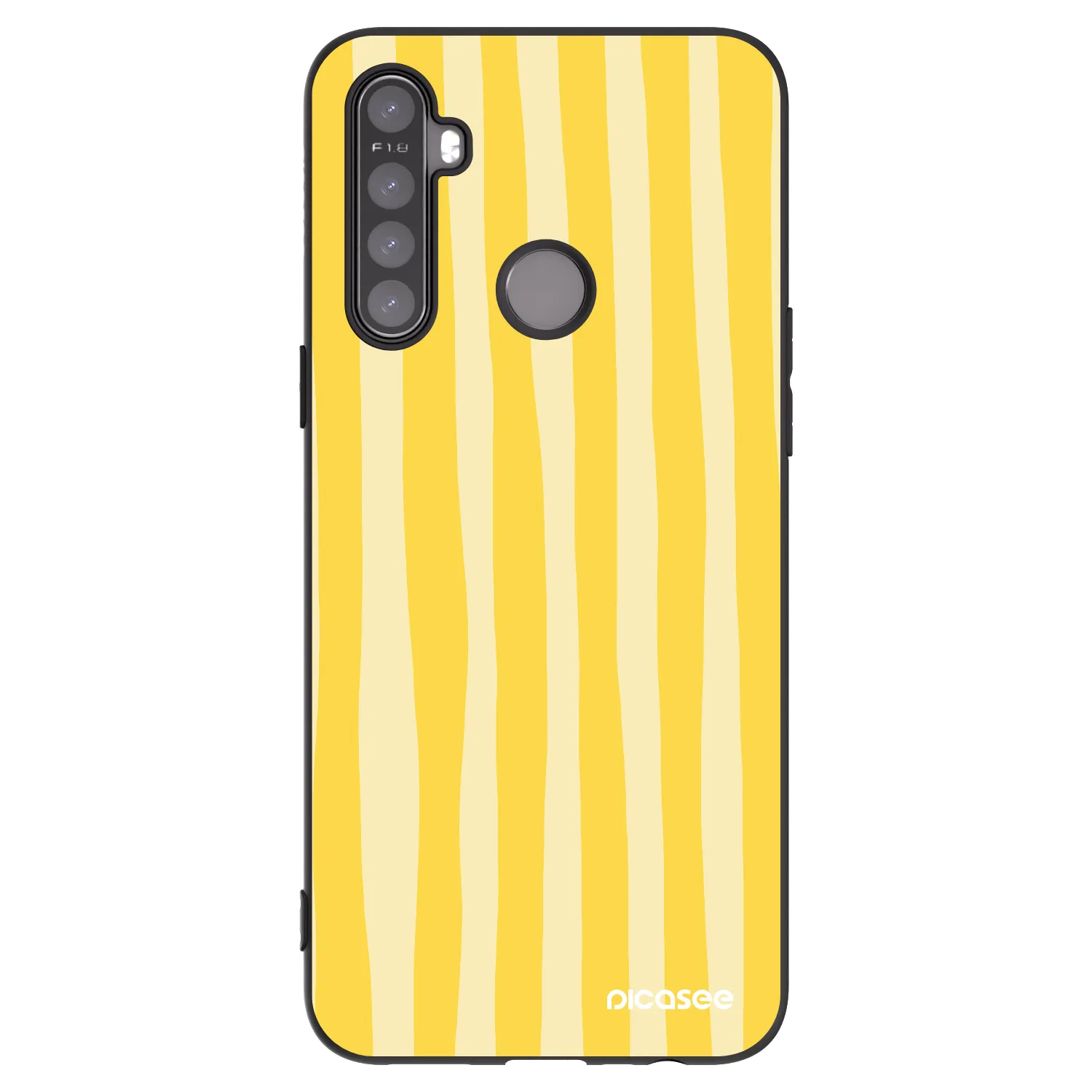 Picasee silikónový čierny obal pre Realme 5 - Lines lemon