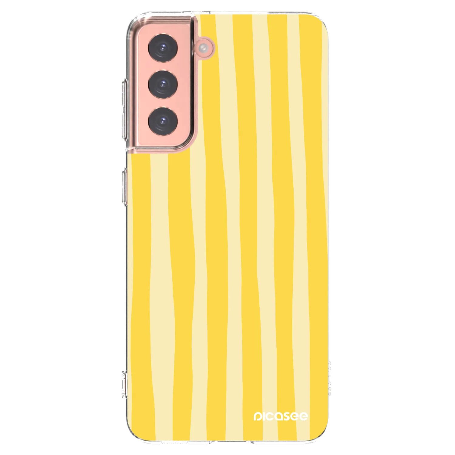 Picasee silikónový prehľadný obal pre Samsung Galaxy S21 5G G991B - Lines lemon