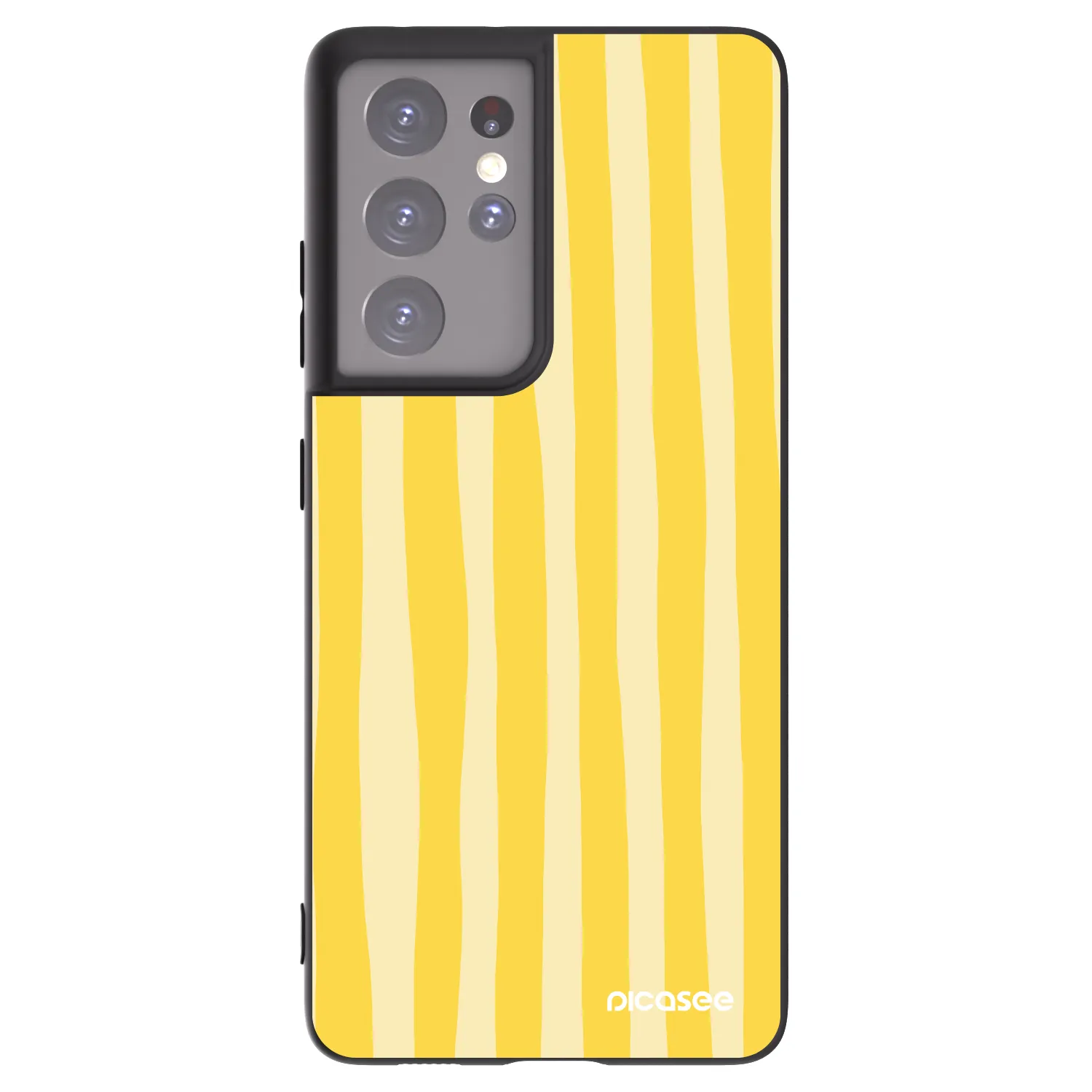 Picasee silikónový čierny obal pre Samsung Galaxy S21 Ultra 5G G998B - Lines lemon