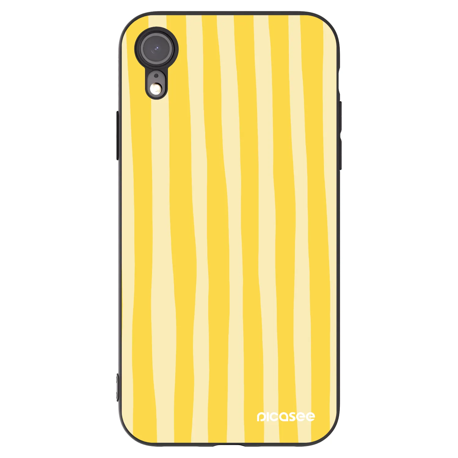 Picasee silikónový čierny obal pre Apple iPhone XR - Lines lemon