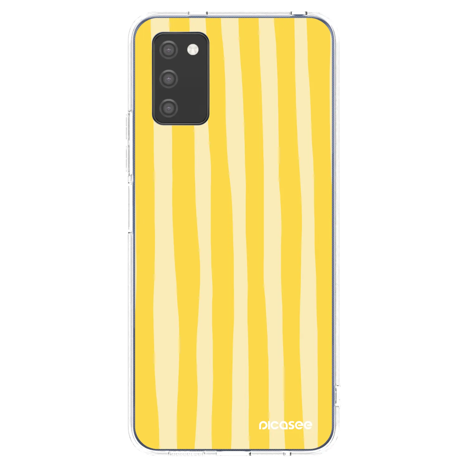 Picasee silikónový prehľadný obal pre Samsung Galaxy A02s A025G - Lines lemon