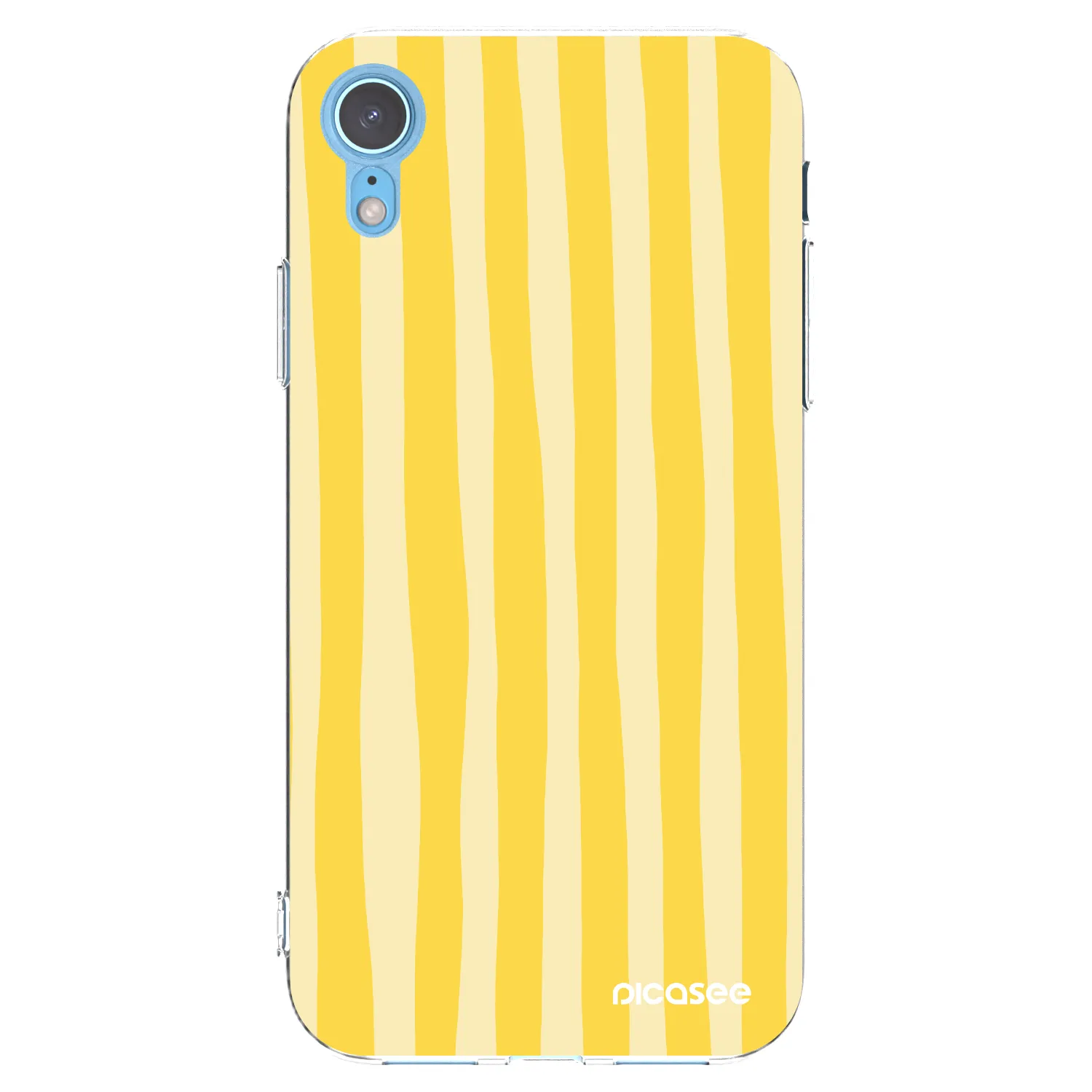 Picasee silikónový prehľadný obal pre Apple iPhone XR - Lines lemon