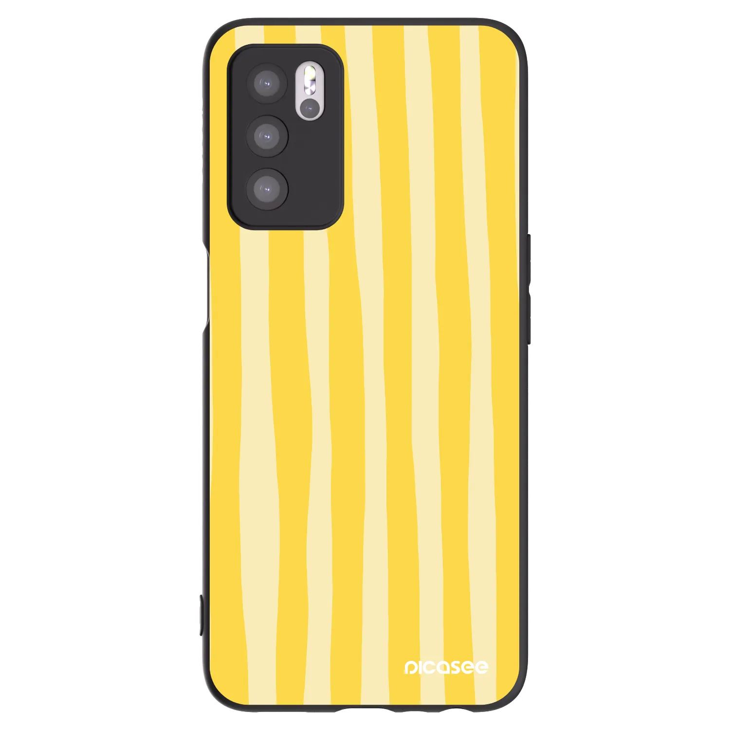 Picasee silikónový čierny obal pre OPPO A16s - Lines lemon