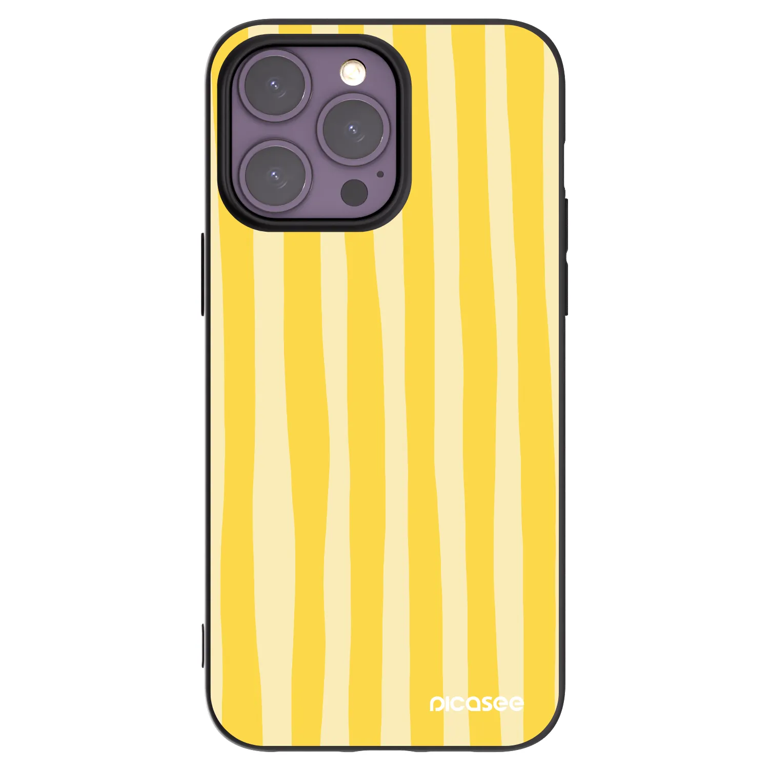 Picasee silikónový čierny obal pre Apple iPhone 14 Pro Max - Lines lemon