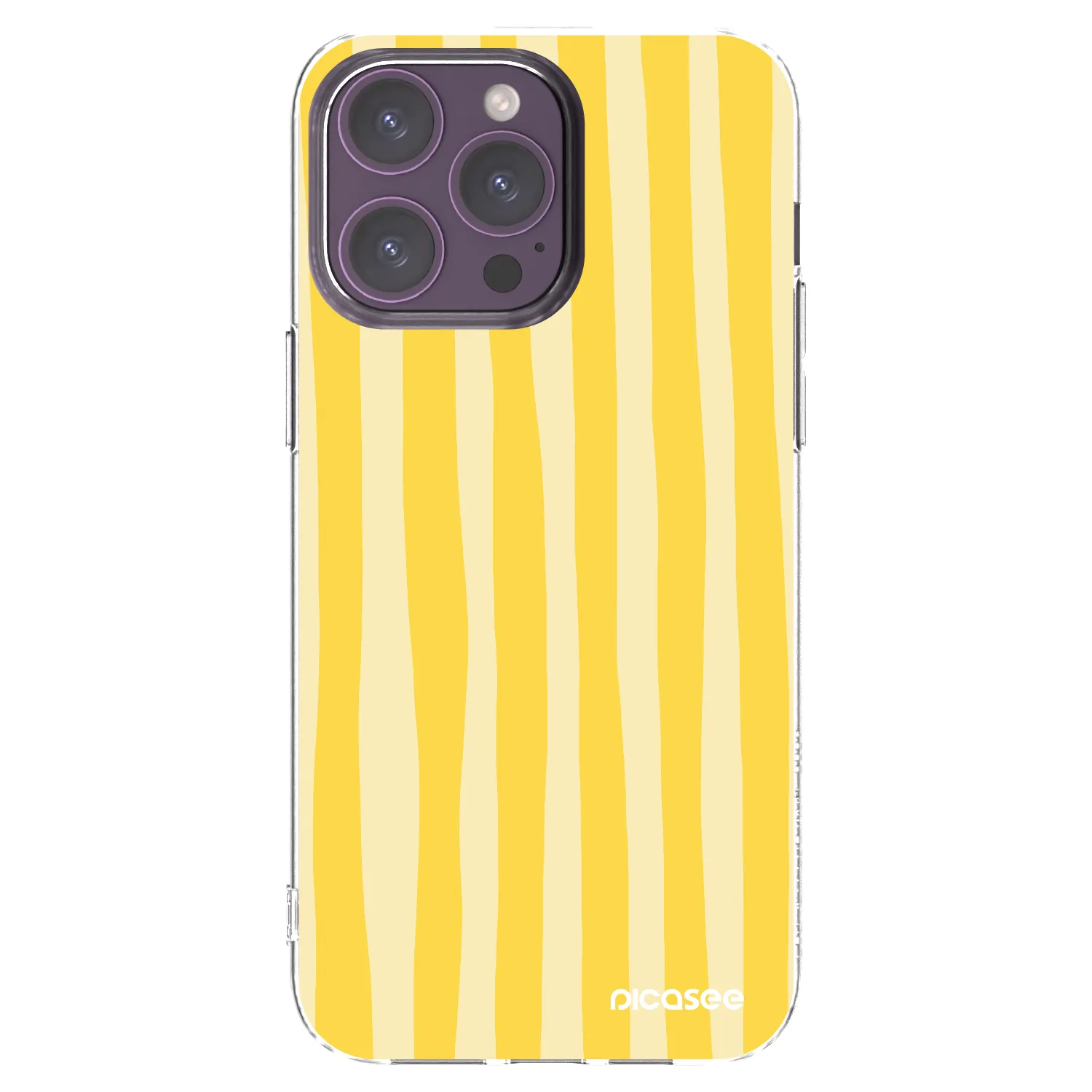 Picasee silikónový prehľadný obal pre Apple iPhone 14 Pro Max - Lines lemon