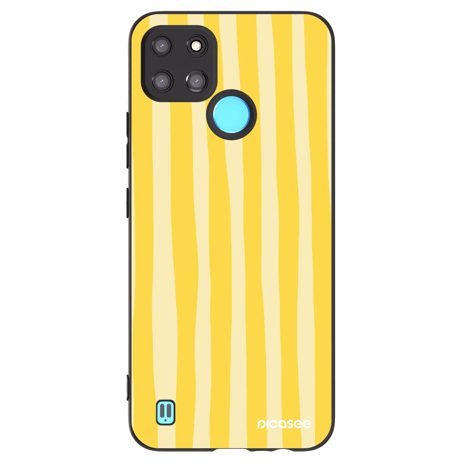 Picasee silikónový čierny obal pre Realme C21Y - Lines lemon