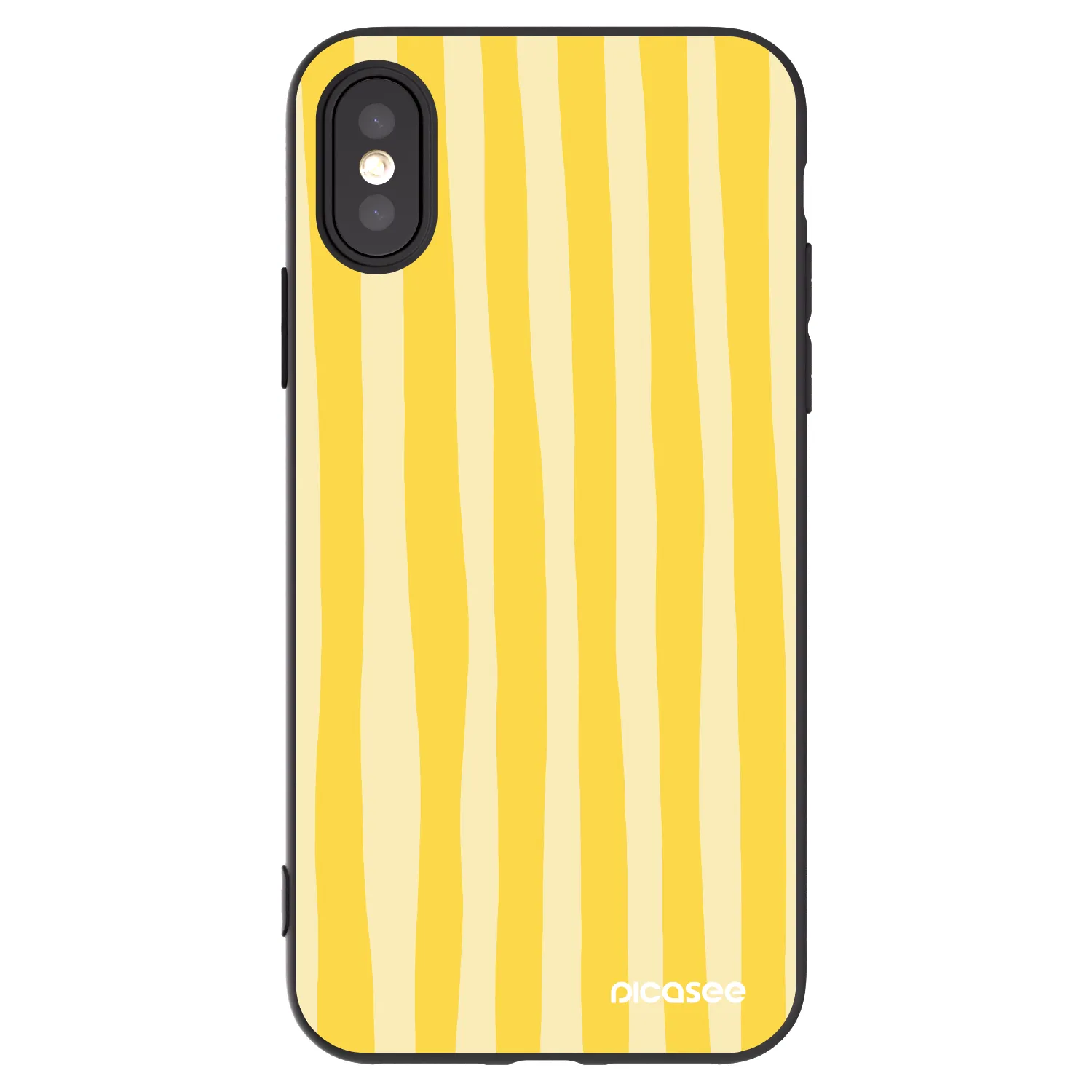 Picasee silikónový čierny obal pre Apple iPhone X/XS - Lines lemon