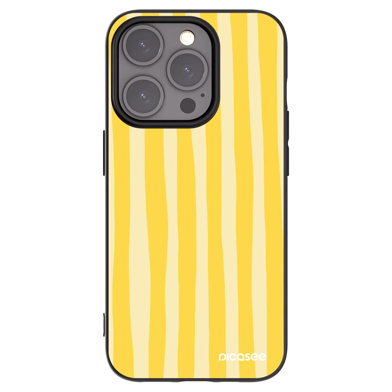 Picasee silikónový čierny obal pre Apple iPhone 15 Pro - Lines lemon