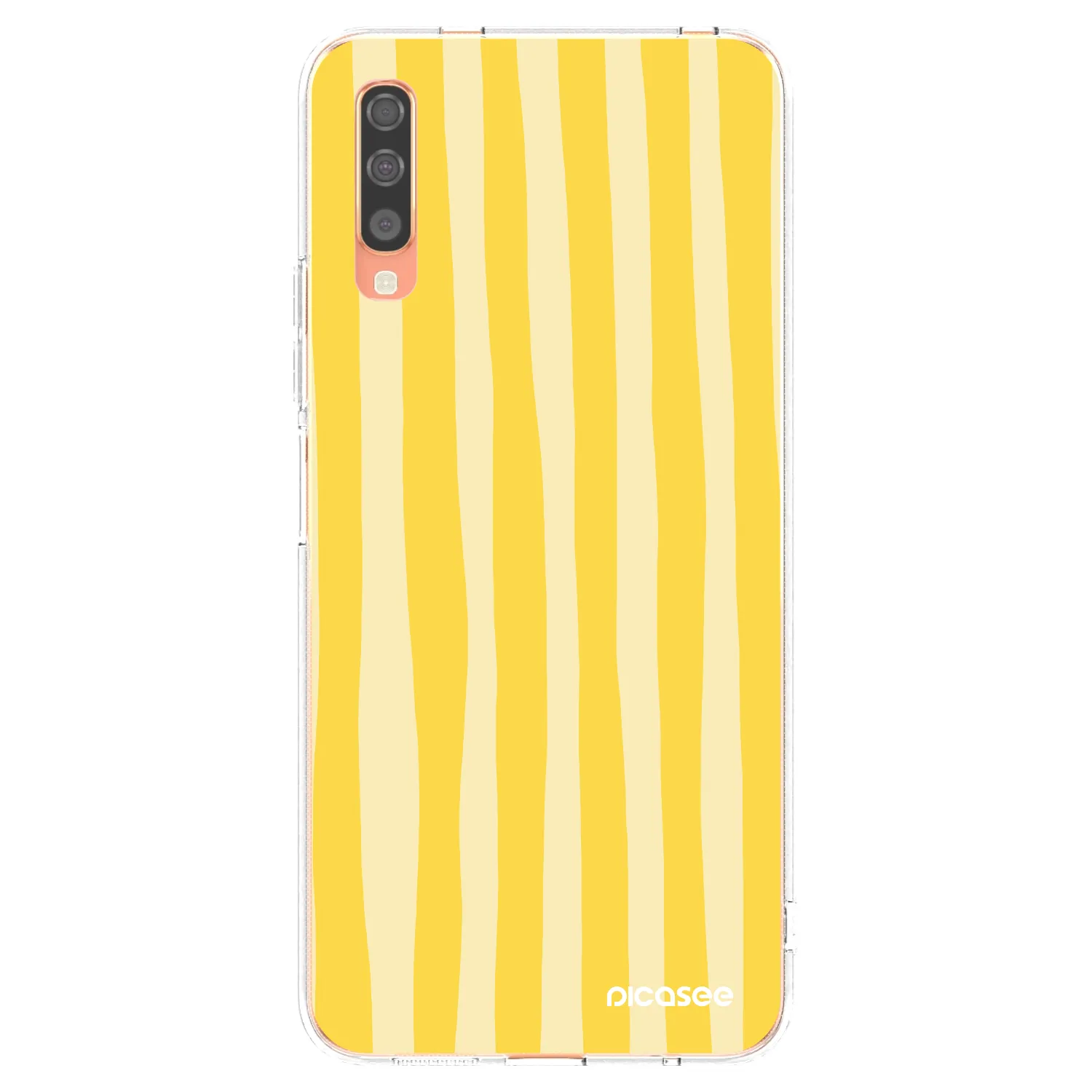 Picasee silikónový prehľadný obal pre Samsung Galaxy A70 A705F - Lines lemon