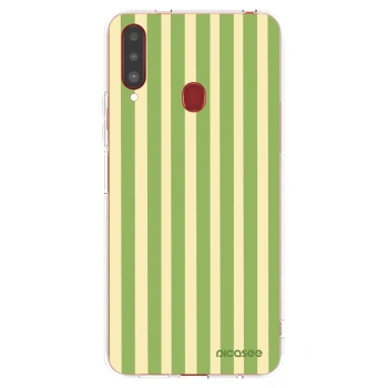 Picasee silikónový prehľadný obal pre Samsung Galaxy A20s - Lines Matcha