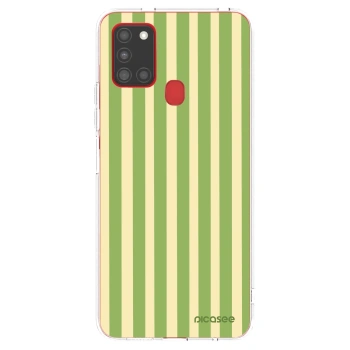 Picasee silikónový prehľadný obal pre Samsung Galaxy A21s - Lines Matcha