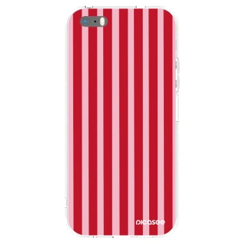 Picasee silikónový prehľadný obal pre Apple iPhone 5/5S/SE - Lines red