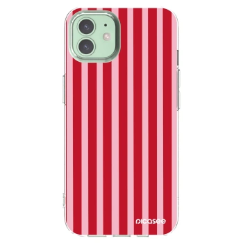Picasee silikónový prehľadný obal pre Apple iPhone 12 - Lines red