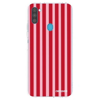 Picasee silikónový prehľadný obal pre Samsung Galaxy M11 - Lines red